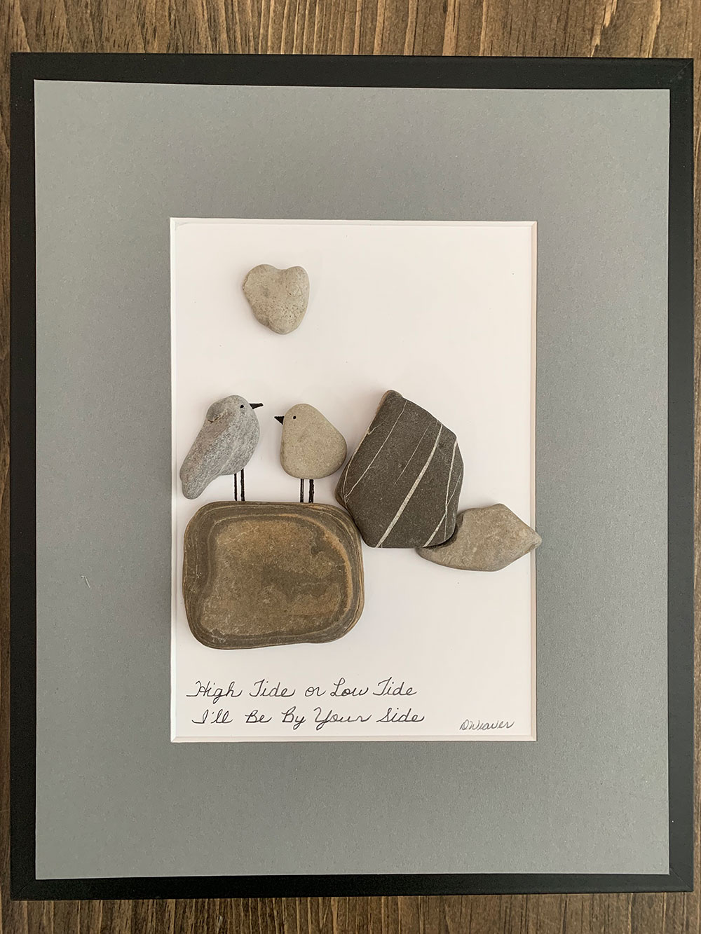 pebble art - birds on rocks