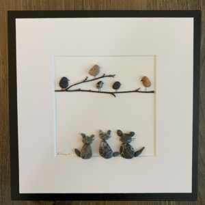 Bird Watching Pebbled Art (will replicate/customize # of cats)