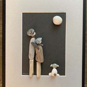 Full Moon-couple and dog-family pebble art (may be able to replicate/email me)
