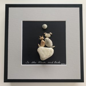 Cute Cat and Dog Pebble Art by Donna Weaver-black frame